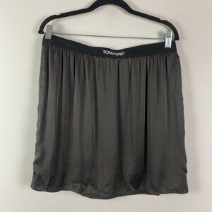 Tom Ford Silk Satin Mini Skirt XL Pull On Black Gray